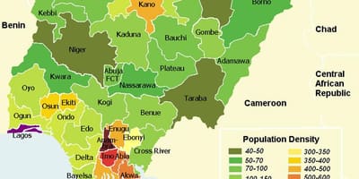 Kat jeyografik nan nijerya montre popilasyon distribisyon